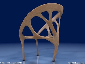 organic furniture 3d model wooden one piece widrig natural